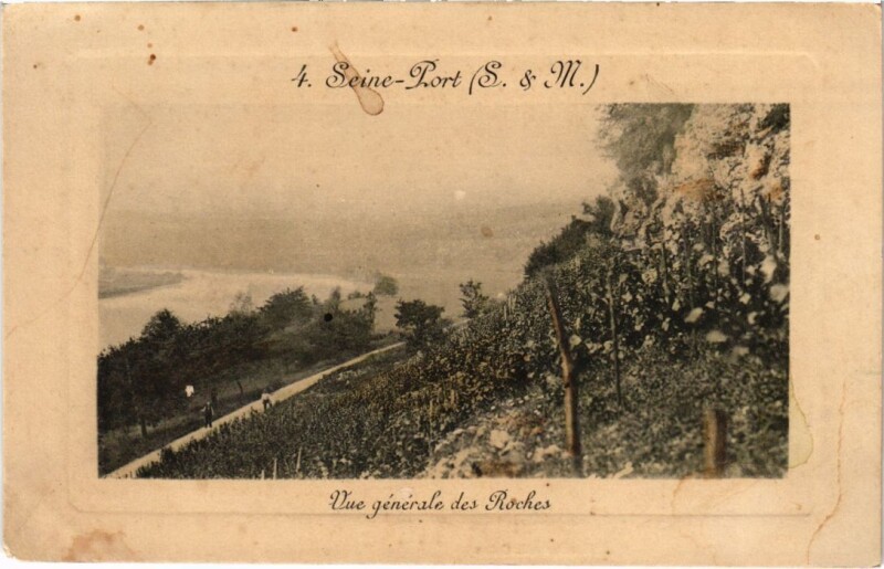 Carte postale ancienne Seine Port vue generale des Roches à Seine-Port