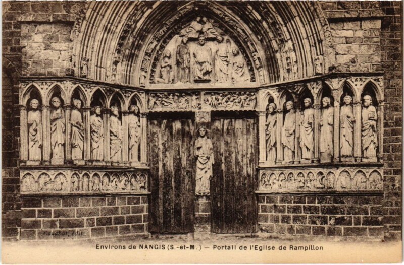 Carte postale ancienne Rampillon Portail de l'Eglise à Rampillon