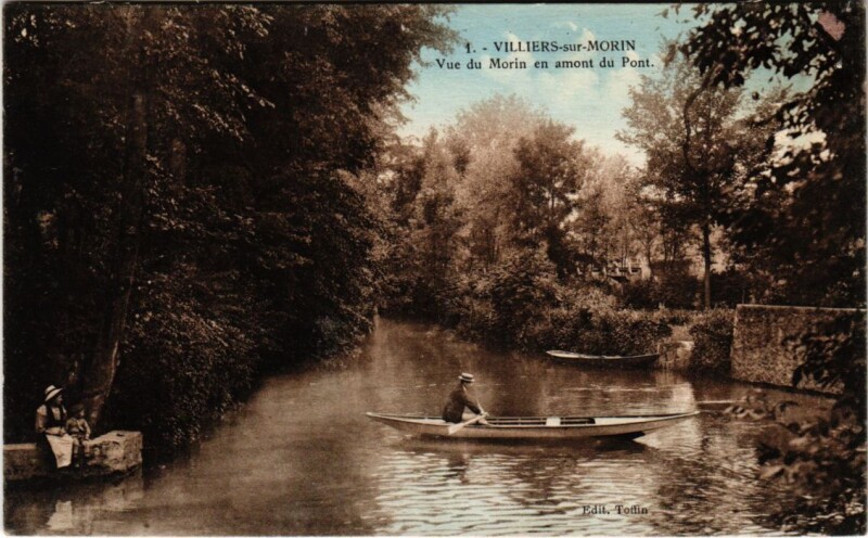 Carte postale ancienne Villiers-sur-Morin Vue du Morin en amont du Pont à Villiers-sur-Morin