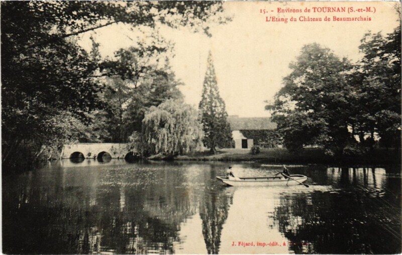 Carte postale ancienne Tournan-en-Brie Env - Etang du Chateau de Beaumarchais à Tournan-en-Brie