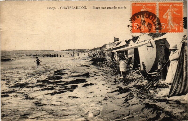 Carte postale ancienne Chatelaillon - Plage par grande marée