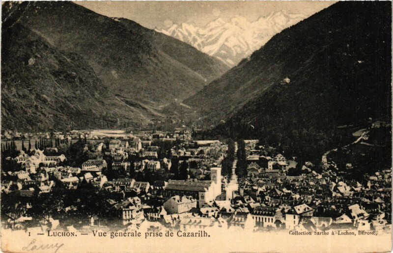 Carte postale ancienne Luchon Vue générale prise de Cazarilh.