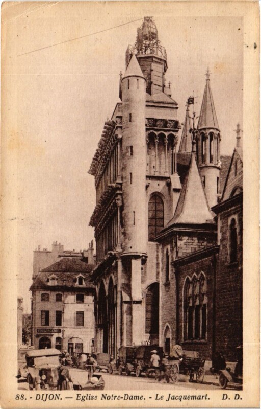 Carte postale ancienne Cote-d'Or Dijon Eglise Notre-Dame Jacquemart à Dijon