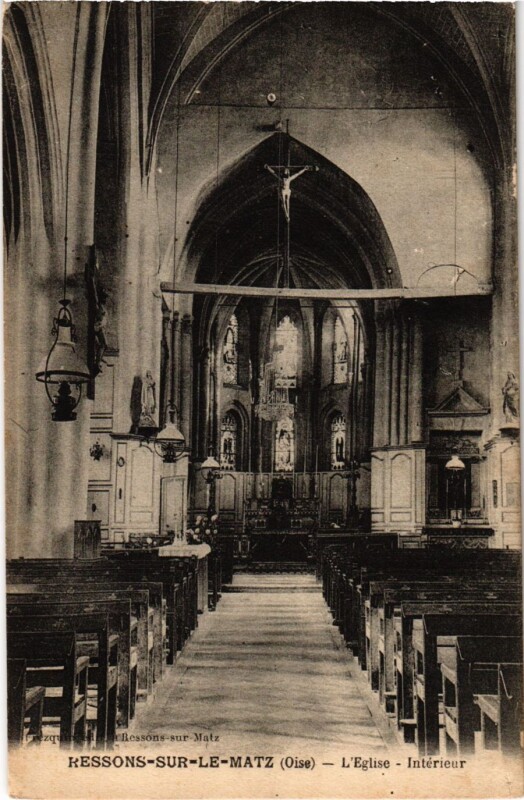 Carte postale ancienne Ressons-sur-le-Matz - L'Eglise - Interieur