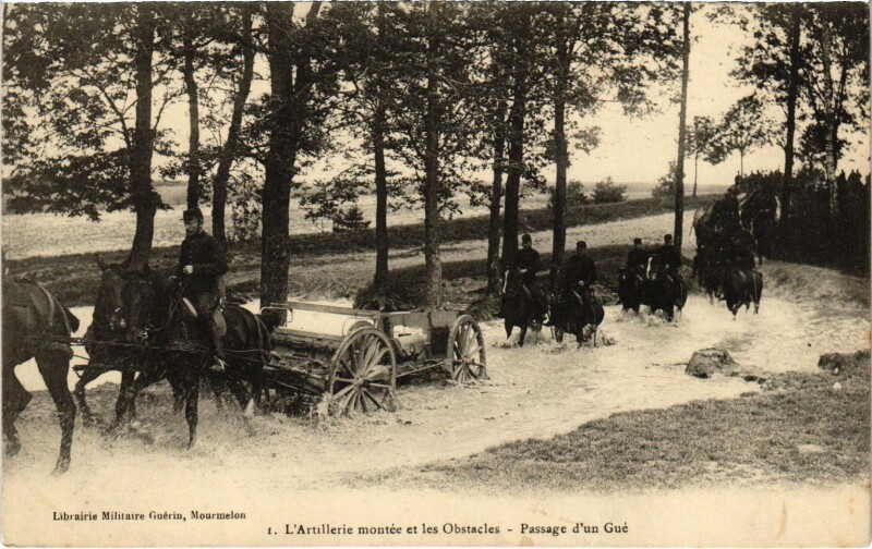 Carte postale ancienne Militaire - L'Artillerie montée et les Obstacles - Passage