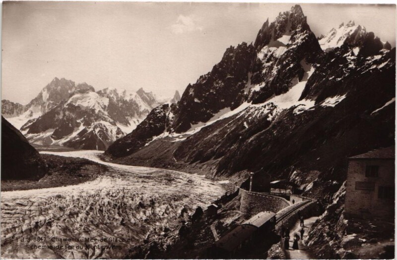 Carte postale ancienne Chamonix - Mer de Glace et chemin de fer du Montenvers