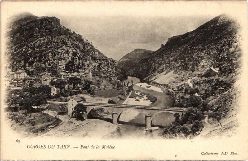 Carte postale ancienne Gorges du Tarn - Pont de la Malene