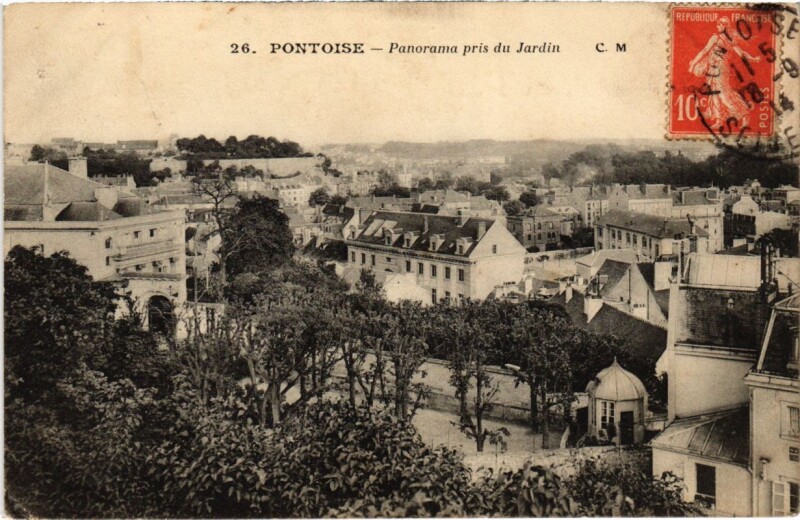Carte postale ancienne Pontoise - Panorama pris du Jardin à Pontoise