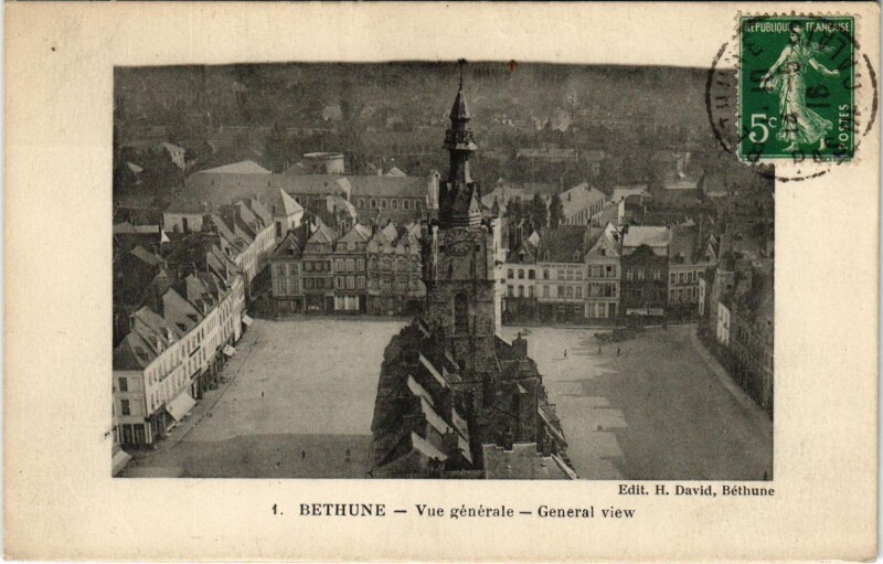 Carte postale ancienne Bethune - Vue generale à Béthune