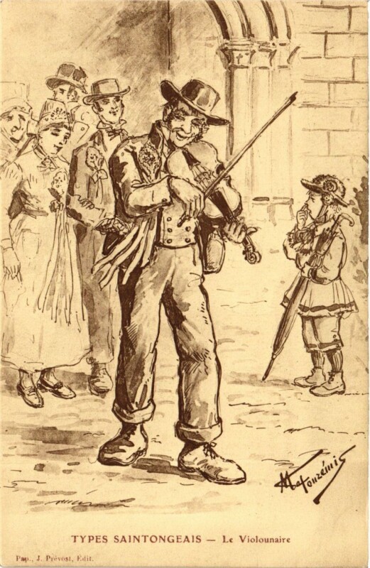 Carte postale ancienne Types Stongeais - Le Violounaire