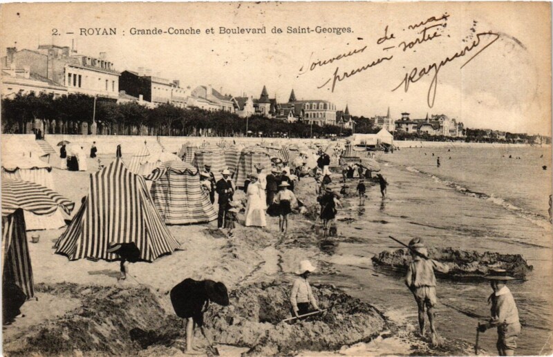 Carte postale ancienne Royan - Grande-Conche et Boulevard de Saint-Georges à Royan