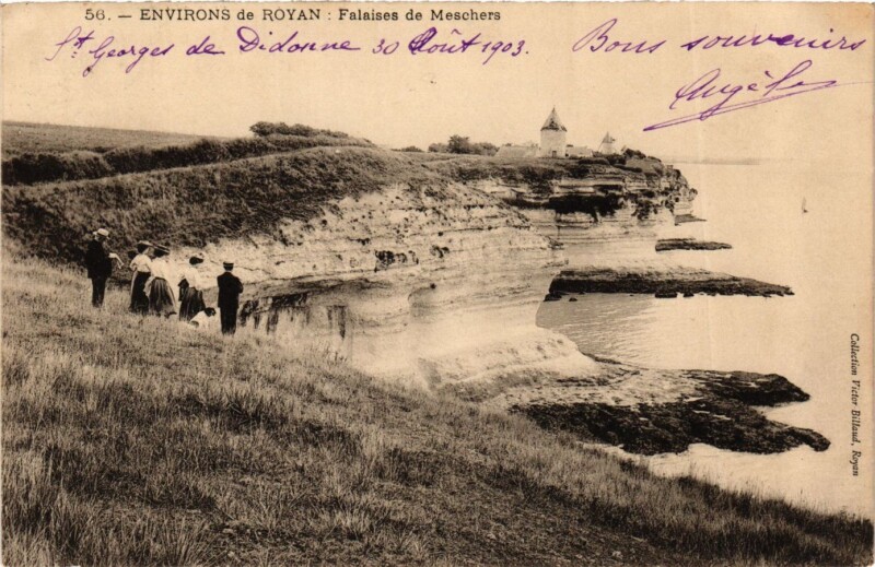 Carte postale ancienne Environs de Royan - Falaises de Meschers à Royan