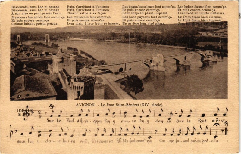Carte postale ancienne Le Pont Saint-Bénézet Sur le Pont d'Avignon à Avignon