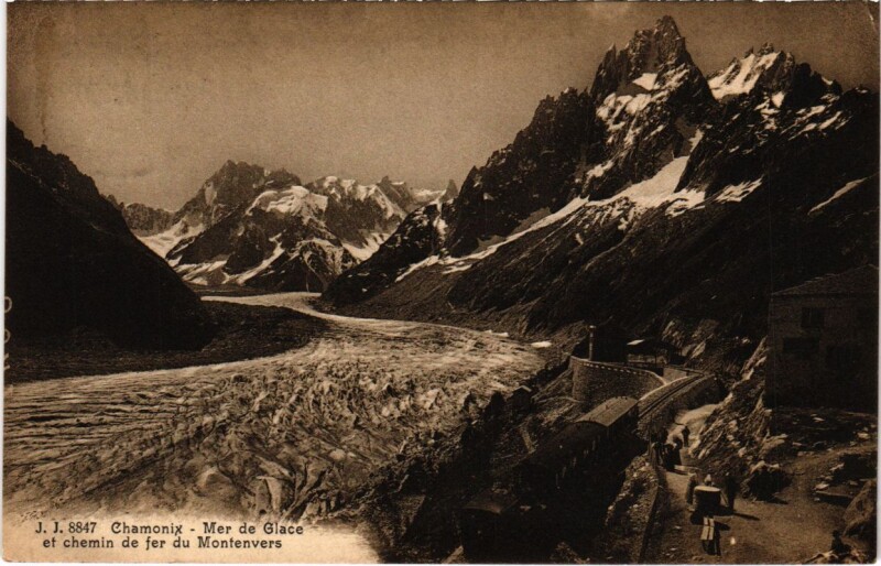 Carte postale ancienne Chamonix - Mer de Glace et chemin de fer du Montenvers