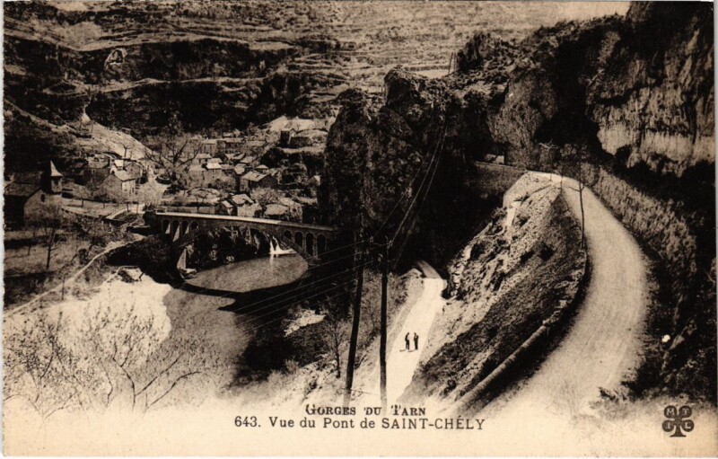 Carte postale ancienne Vue du pont de Saint-Chely