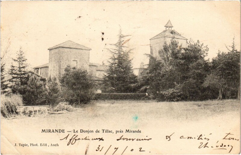 Carte postale ancienne Mirande - Le Donjon de Tillac à Mirande