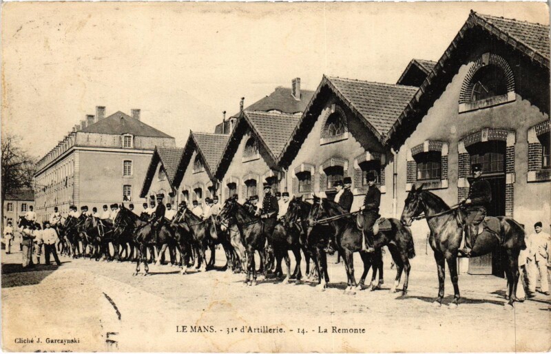 Carte postale ancienne Militaire - Le Mans - 31e d'Artillerie - La Remonte au Mans