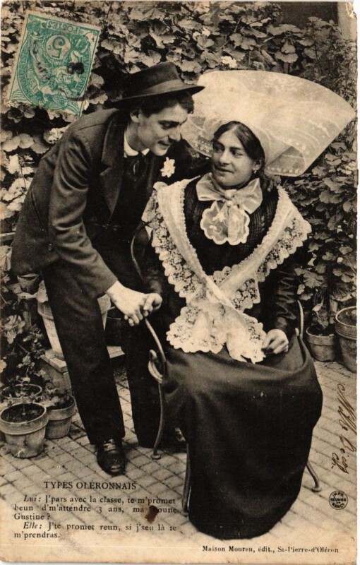 Carte postale ancienne Types Oléronnais Lui Elle