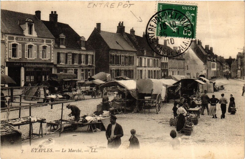 Carte postale ancienne Etaples - Le Marché à Étaples