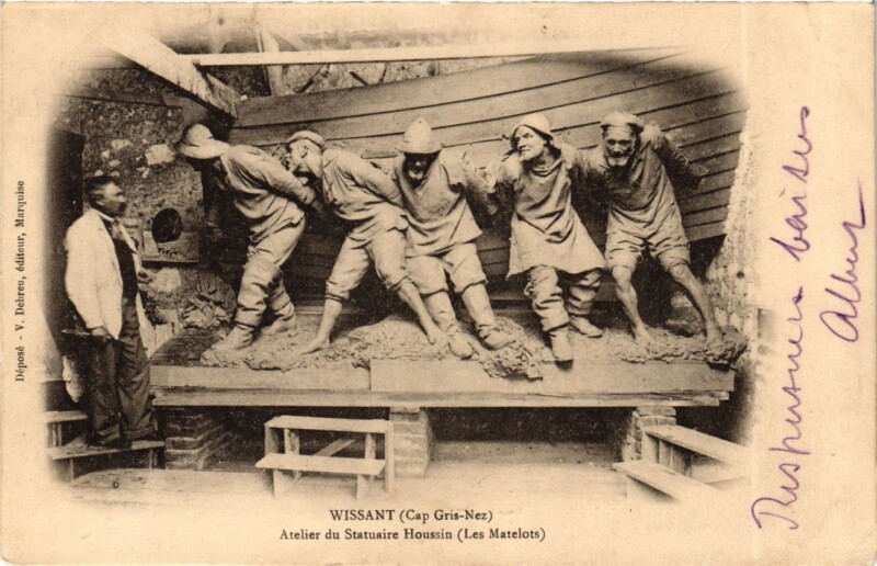 Carte postale ancienne Wissant (Cap Gris-Nez) Arelier du Statuaire Houssin (Les Marelots) à Wissant