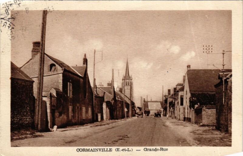 Carte postale ancienne Eure-et-Loir Cormainville Grande Rue à Cormainville