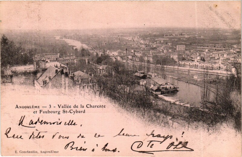 Carte postale ancienne Angouleme Vallée de la Charente Saint-Cybard