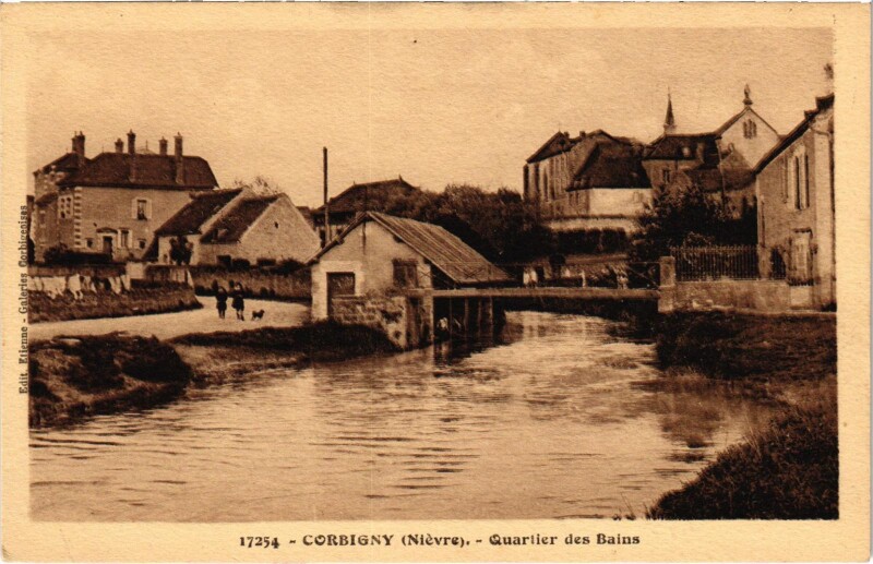 Carte postale ancienne Corbigny Quartier des Bains Nievre à Corbigny