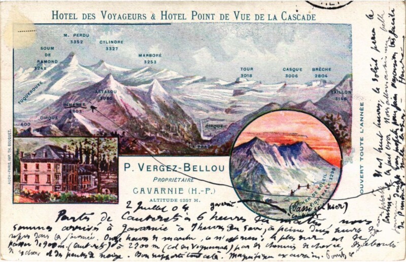 Carte postale ancienne Hotel des Voyageurs & Hotel Point de Vue de la Cascade