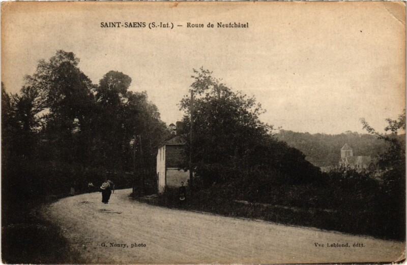 Carte postale ancienne Saint-Saenes - Route de Neufchatel