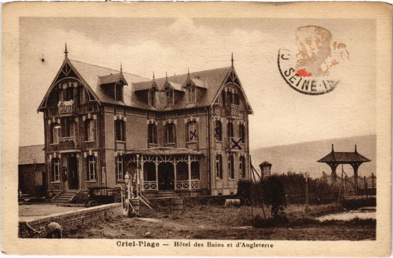 Carte postale ancienne Criel Plage - Hotel des Bains et d'Angleterre