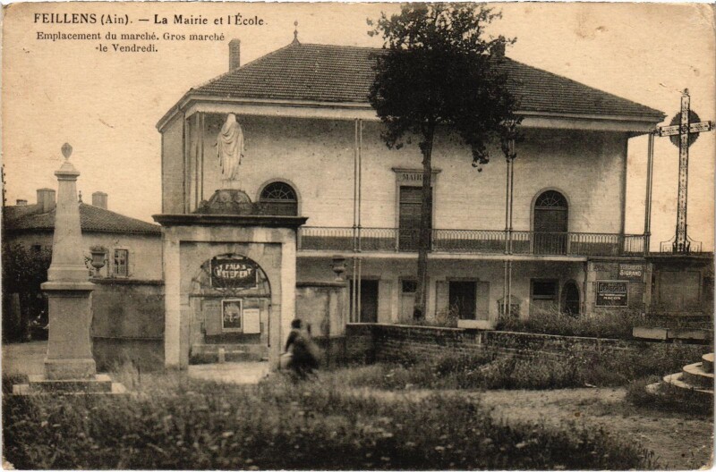 Carte postale ancienne Feillens - La Maire et l'Ecole à Feillens