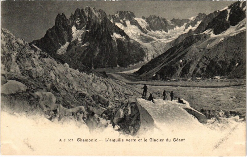 Carte postale ancienne Chamonix - L'aiquille verte et le Glacier du Geant