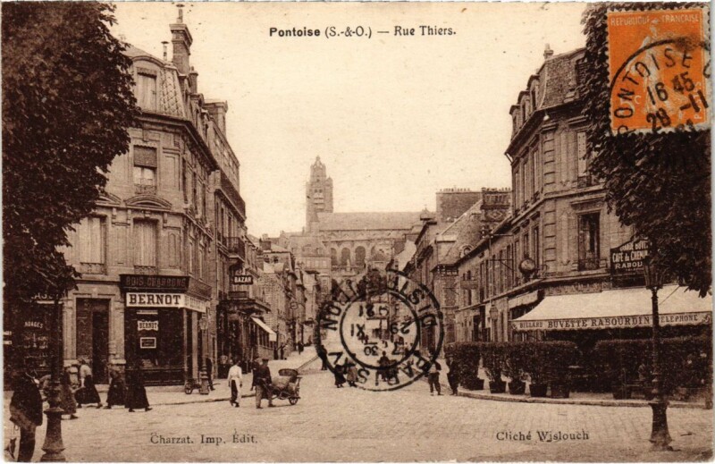 Carte postale ancienne Pontoise - Rue Thiers à Pontoise