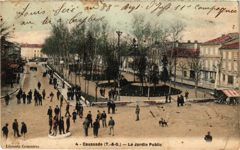 Carte postale ancienne Caussade Le Jardin Public à Caussade