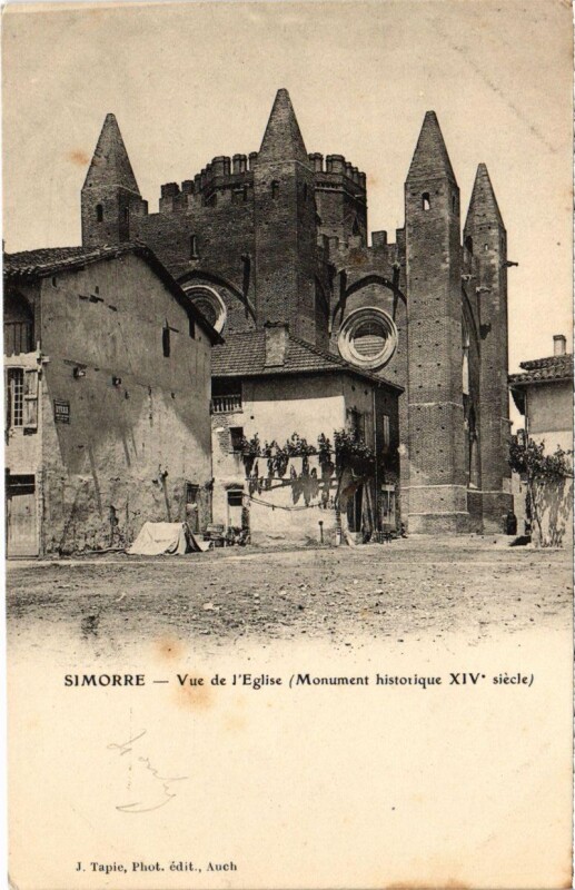 Carte postale ancienne Simorre - Vue de l'Eglise à Simorre