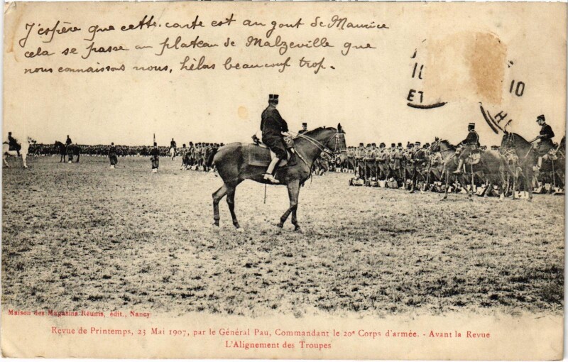 Carte postale ancienne Militaire Nancy - Revue de Printemps, 23 Mai 1907 à Nancy