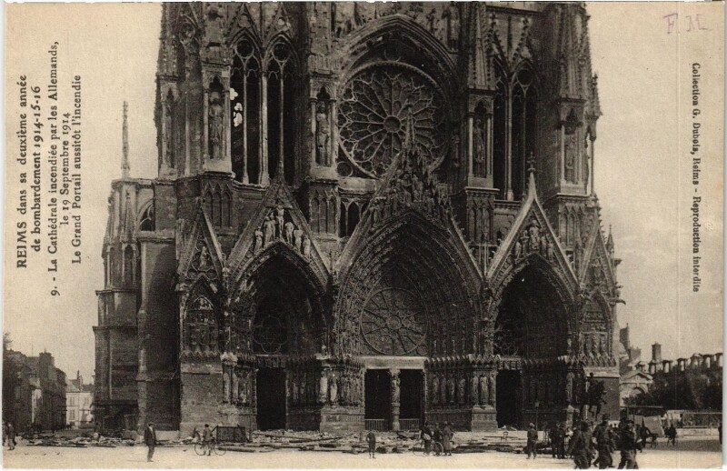 Carte postale ancienne Militaire - Reims dans sa deuxieme année de Bombardement à Reims