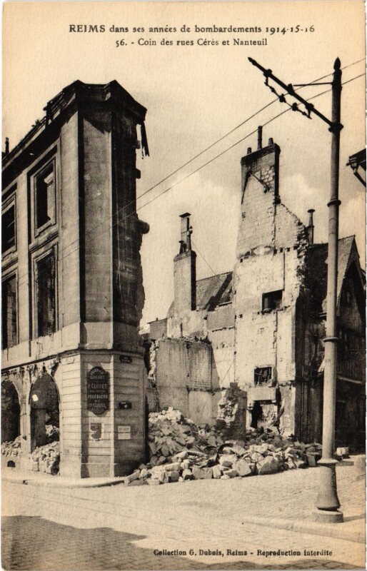 Carte postale ancienne Militaire - Reims dans ses années de Bombardémemnts à Reims