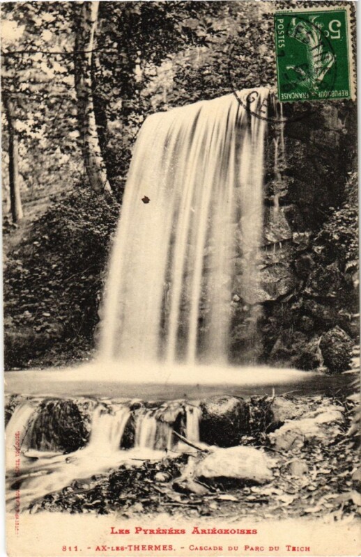 Carte postale ancienne Ax les Thermes- Cascade du Parc du Teich France à Ax-les-Thermes