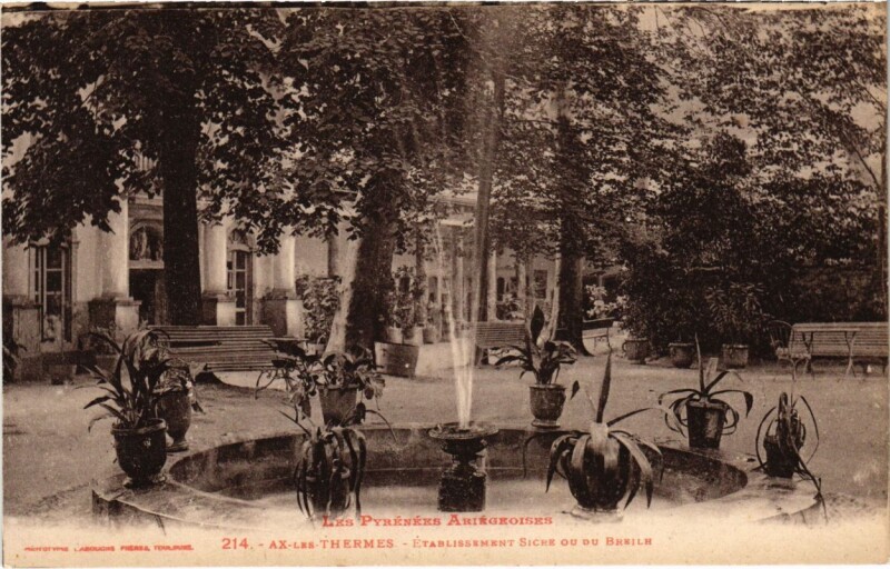 Carte postale ancienne Ax les Thermes- Etablissement Sicre ou du Breilh France à Ax-les-Thermes