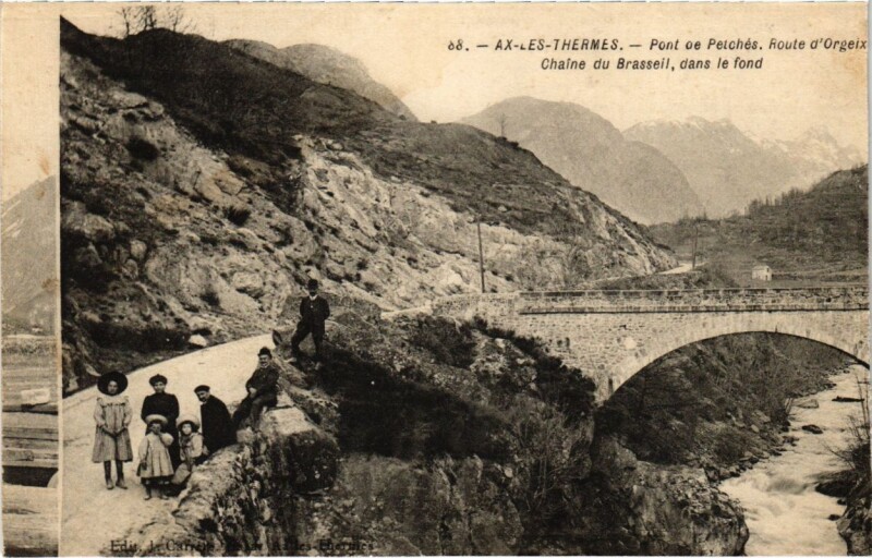 Carte postale ancienne Ax les Thermes- Pont de Petches,Route d'Orgieux France à Ax-les-Thermes