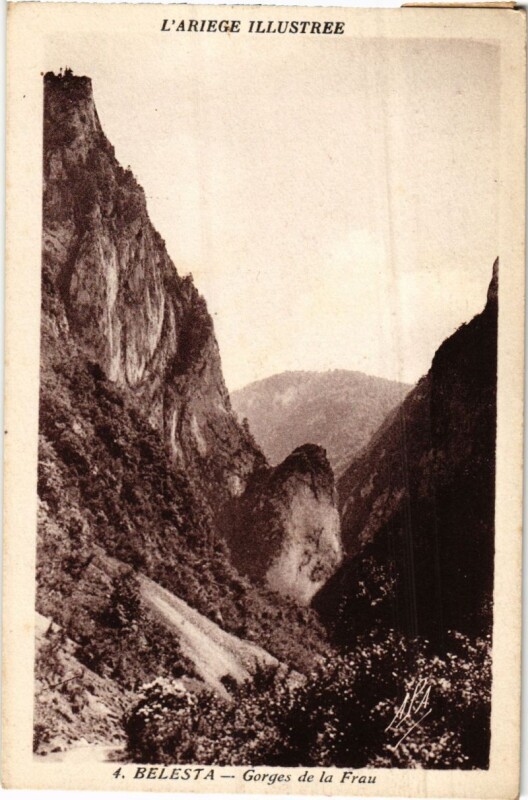 Carte postale ancienne Belesta- Gorges de la Frau France