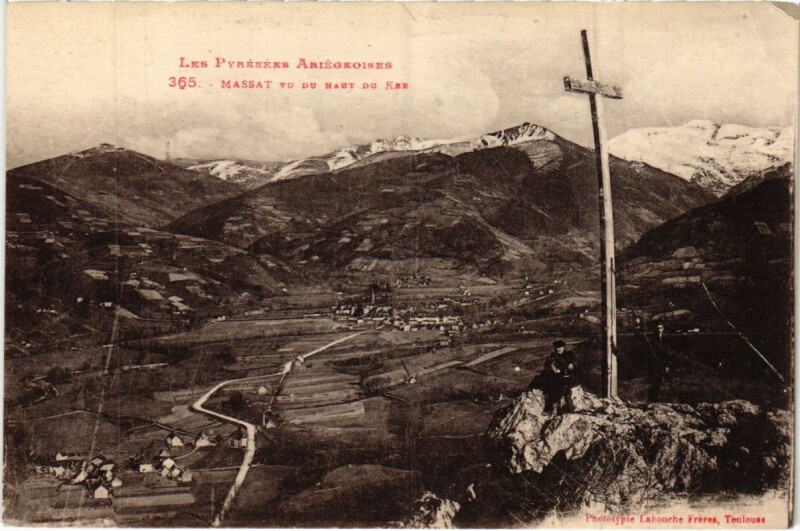 Carte postale ancienne Massat vu du Haut du Ker France à Massat