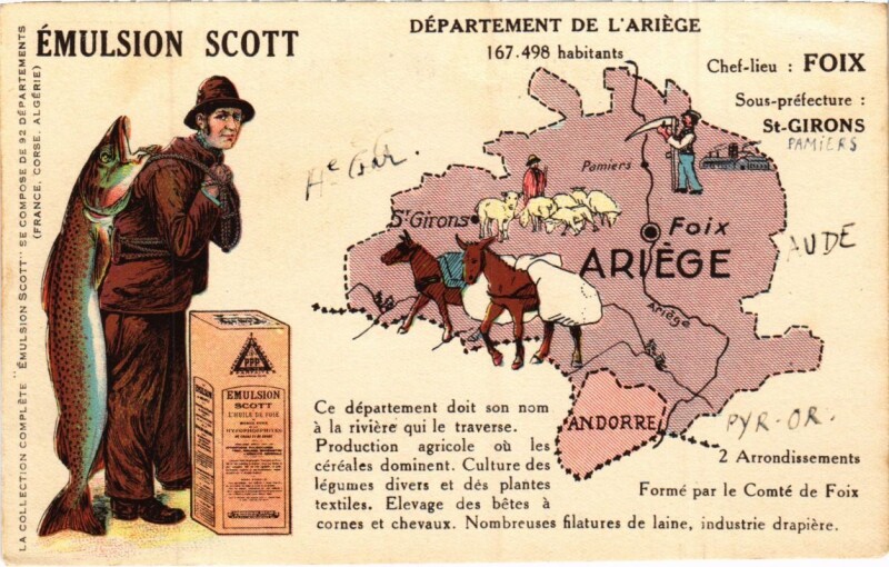 Carte postale ancienne Ariege- souvenir France
