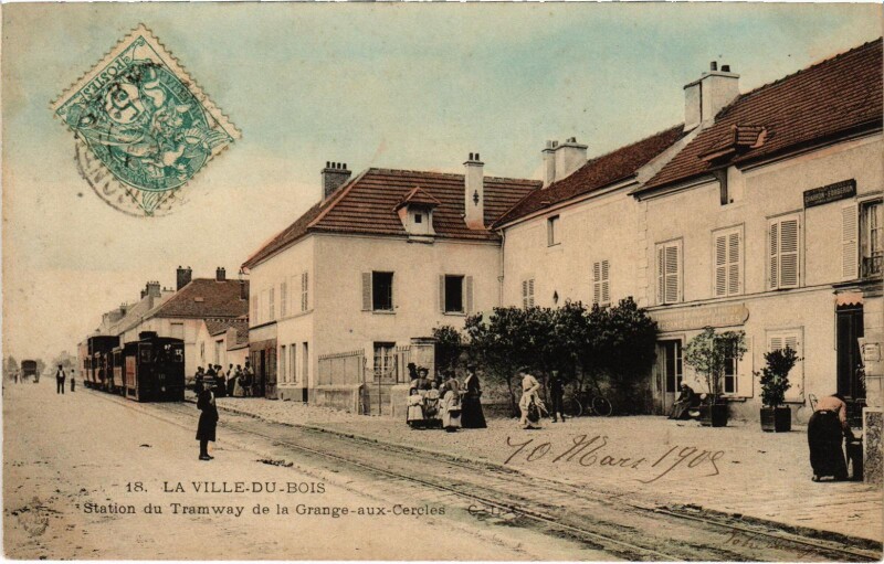 Carte postale ancienne La Ville-du-Bois Station Grange-aux-Cercles Tram Vapeur à La Ville-du-Bois