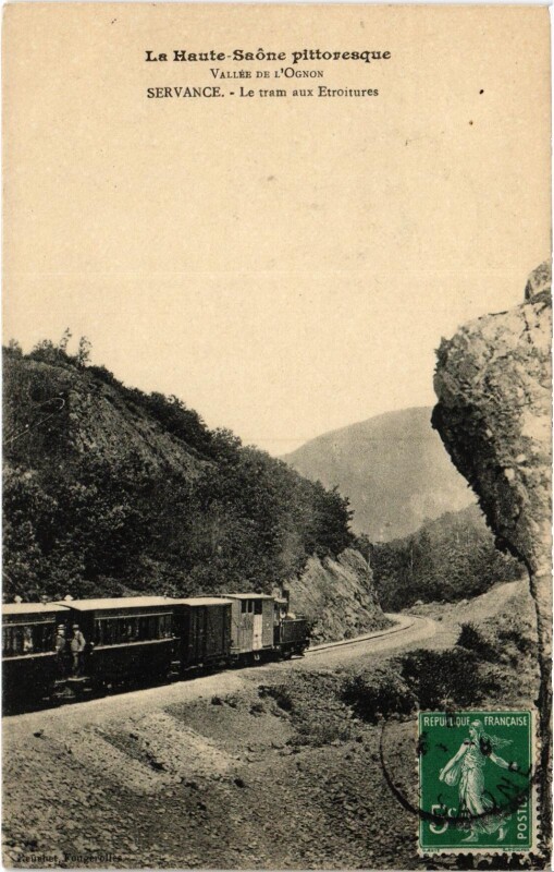 Carte postale ancienne Servance Le tram aux Etroitures Tram Vapeur