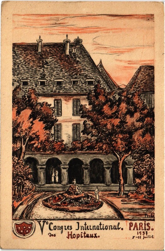 Carte postale ancienne Maternité - Cloître de l'ancienne Abbaye de Port-Royal à Paris 14e