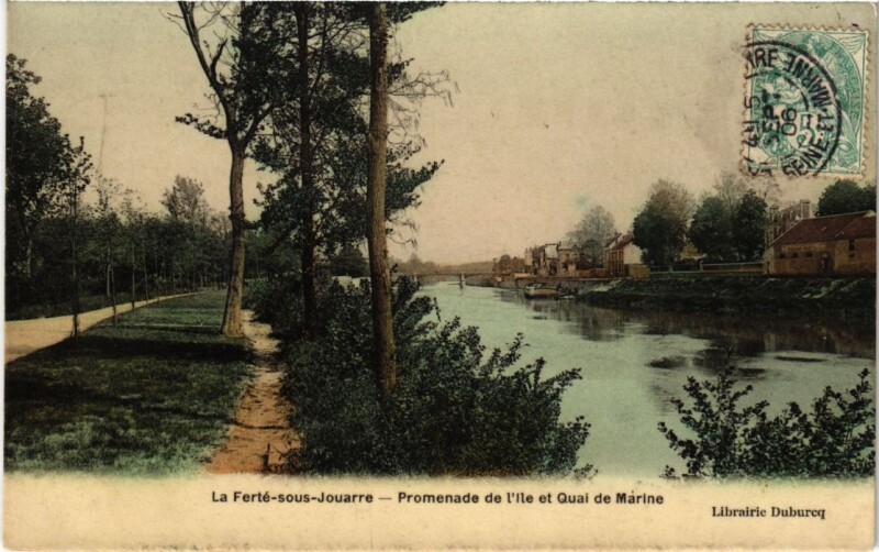 Carte postale ancienne La Ferte sous Jouarre Promenade de l'ile et Quai de Marine à Jouarre