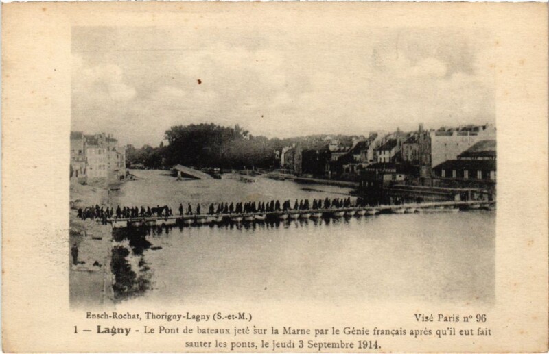 Carte postale ancienne Lagny Le Pont de bateaux