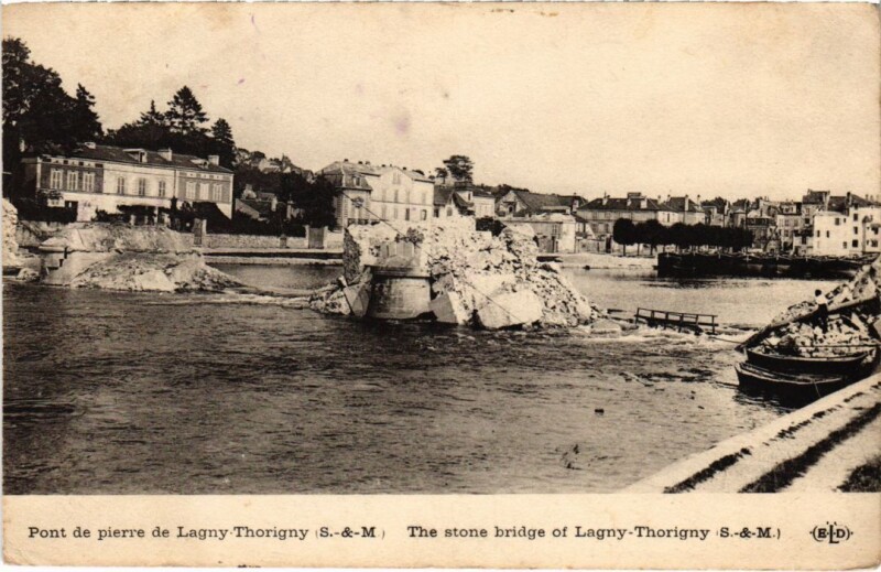Carte postale ancienne Lagny Pont de Pierre